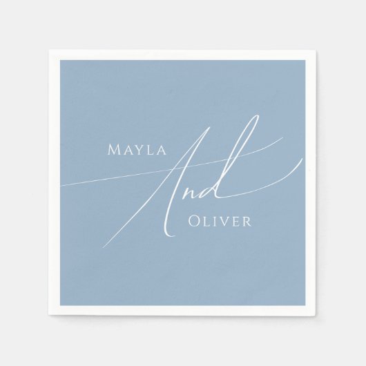 Serviette En Papier Script Whimsical | Dusty Blue Mariage (Devant)