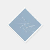 Serviette En Papier Script Whimsical | Dusty Blue Mariage (Coin)