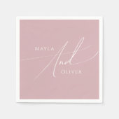Serviette En Papier Script Whimsical | Dusty Rose Mariage (Devant)