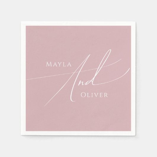 Serviette En Papier Script Whimsical | Dusty Rose Mariage (Devant)