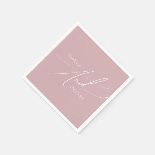 Serviette En Papier Script Whimsical | Dusty Rose Mariage (Coin)