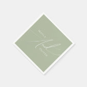 Serviette En Papier Script Whimsical | Mariage vert Sage (Coin)