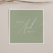 Serviette En Papier Script Whimsical | Mariage vert Sage