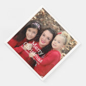 Serviette En Papier Scripts blancs personnalisés Joyeux Noël Photo (Coin)