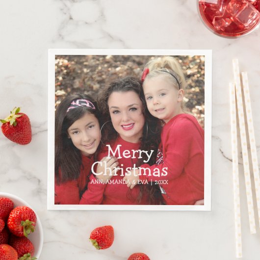 Serviette En Papier Scripts blancs personnalisés Joyeux Noël Photo (En situation)