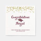 Serviette En Papier Scripts de brosse Confetti Or Maroon (Devant)