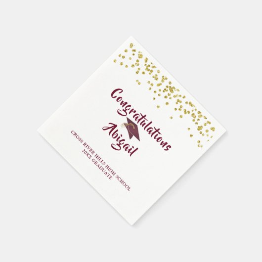Serviette En Papier Scripts de brosse Confetti Or Maroon (Coin)