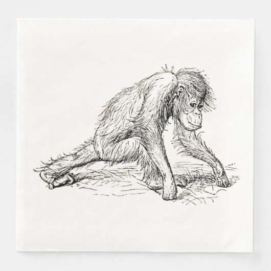 Serviette En Papier Se Poser Autour - Young Ape Gorilla (Devant)