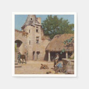 Serviette En Papier Se préparer à la chasse (scène médiévale)