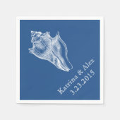 Serviette En Papier Sea Shell Blue Beach Wedding Napkins (Devant)