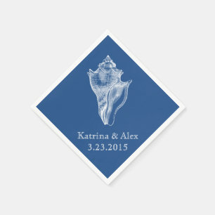 Serviette En Papier Sea Shell Blue Beach Wedding Napkins