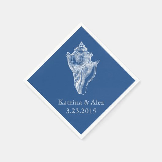 Serviette En Papier Sea Shell Blue Beach Wedding Napkins (Coin)