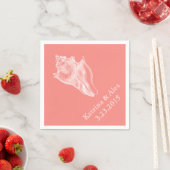 Serviette En Papier Sea Shell Coral Beach Wedding Napkins (En situation)