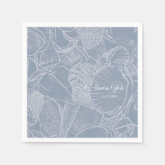 Serviette En Papier Sea Shell Dusty Blue Coastal Beach (Devant)