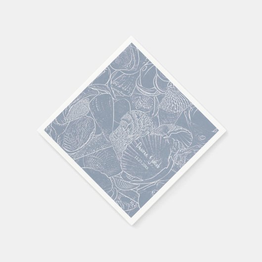 Serviette En Papier Sea Shell Dusty Blue Coastal Beach (Coin)