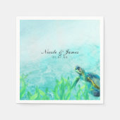 Serviette En Papier Sea Turtle Ocean Beach Art Mariage élégant (Devant)