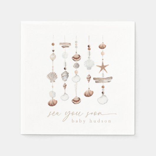 Serviette En Papier Sea You Bientôt Boho Beach Baby shower (Devant)