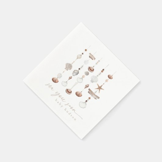 Serviette En Papier Sea You Bientôt Boho Beach Baby shower (Coin)