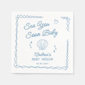 Serviette En Papier Sea You Bientôt Main Tirée Ocean Seashell Baby sho (Devant)
