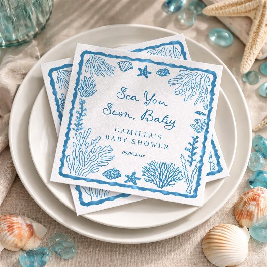 Serviette En Papier Sea You Soon Baby Shower 