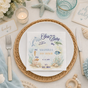 Serviette En Papier Sea You Soon Baby Shower