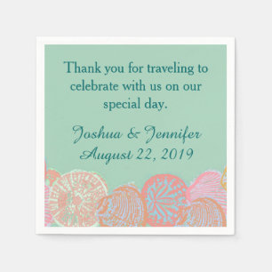 Serviette En Papier Seafoam Seashells Beach Wedding
