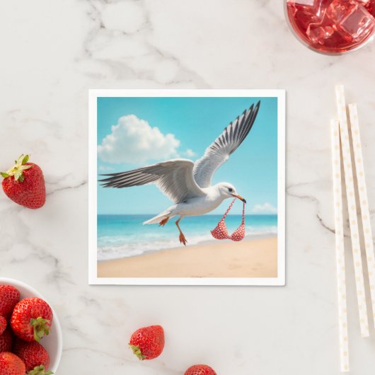 Serviette En Papier Seagull Flying With a Bikini Top (En situation)