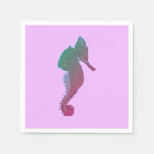 Serviette En Papier Seahorse, Ocean Life, Vector Art Cocktail Napkin (Devant)