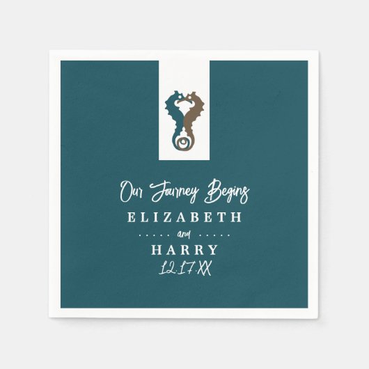 Serviette En Papier Seahorse Romance, Mariage sur la plage (Devant)