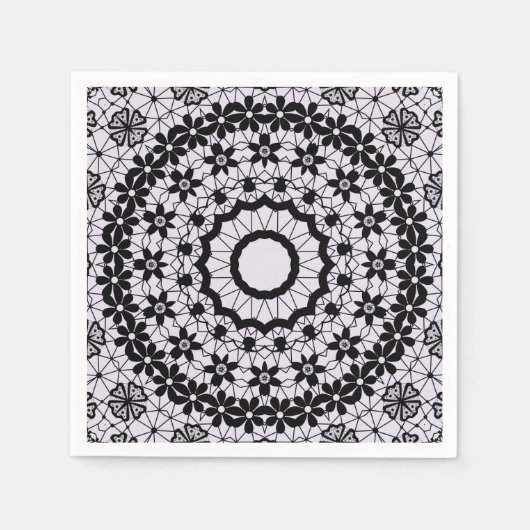 Serviette En Papier Seamless black lace lacy retro ornamental romantic (Devant)