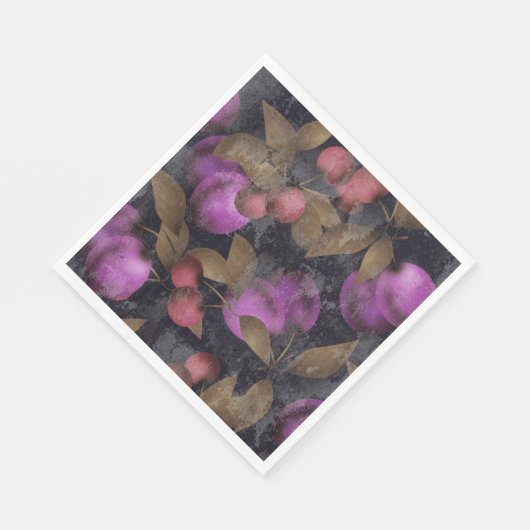 Serviette En Papier Seamless dark plum fruits purple berries cherry (Coin)