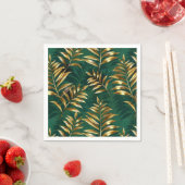 Serviette En Papier Seamless pattern with golden ferns (En situation)