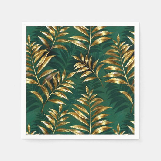 Serviette En Papier Seamless pattern with golden ferns (Devant)