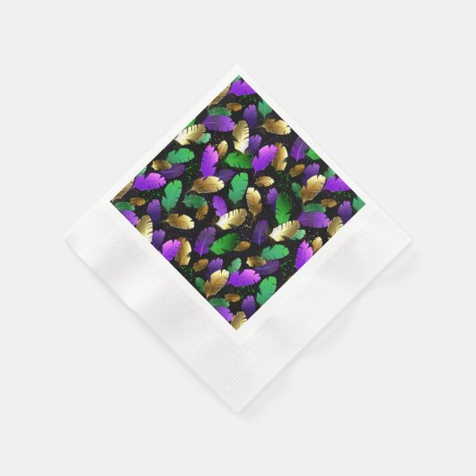 Serviette En Papier Seamless Pattern with Mardi Gras feathers (Coin)