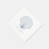 Serviette En Papier Seashell Beach Dusty Blue Coastal Mariage (Coin)