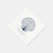 Serviette En Papier Seashell Beach Navy Blue Coastal Mariage (Coin)