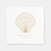 Serviette En Papier Seashell Beach Sand Beige Mariage (Devant)