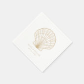 Serviette En Papier Seashell Beach Sand Beige Mariage (Coin)