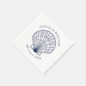 Serviette En Papier Seashell Beach Wedding Marine Côtière Bleu (Coin)