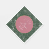 Serviette En Papier Seashell Pink & Green Palm Plage tropicale Mariage (Coin)