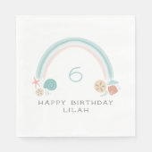 Serviette En Papier Seashell Rainbow Nautic Anniversaire (Devant)