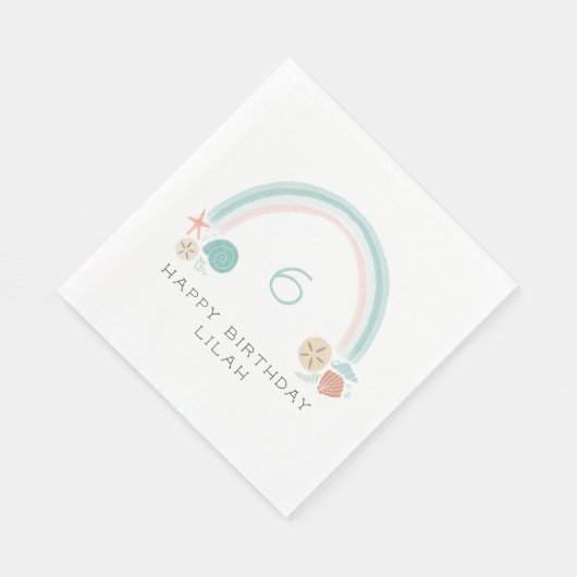 Serviette En Papier Seashell Rainbow Nautic Anniversaire (Coin)