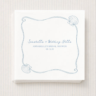 Serviette En Papier Seashells and Wedding Bells Coastal Bridal Shower