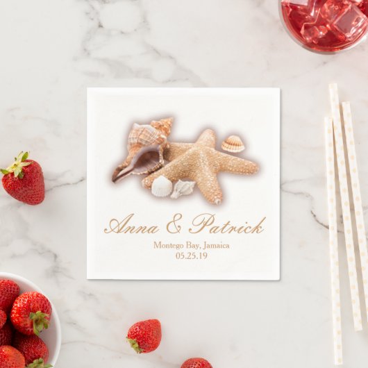 Serviette En Papier Seashells Beach Destination Mariage Personnalisé (En situation)