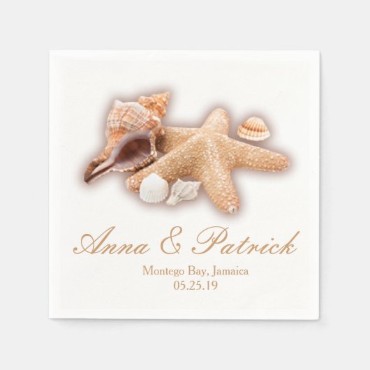 Serviette En Papier Seashells Beach Destination Mariage Personnalisé (Devant)
