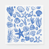 Serviette En Papier Seashells Beach Wedding Bleu Blanc Cute Balnéaire (Devant)