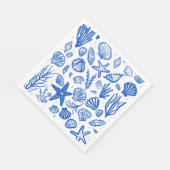 Serviette En Papier Seashells Beach Wedding Bleu Blanc Cute Balnéaire (Coin)