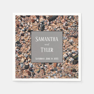 Serviette En Papier Seashore Coral Sable & Coquillages, Mariage de pla