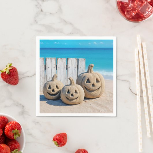 Serviette En Papier Seashore Sand Jack o' Lanterns (En situation)