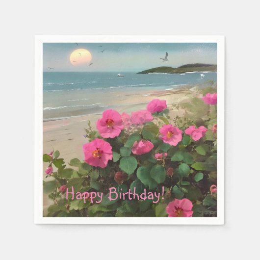 Serviette En Papier Seashore Wild Rose Anniversaire (Devant)